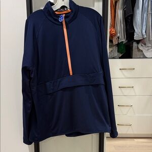 Navy RLX Quarter-Zip Pullover with Orange Zip Accent NWT